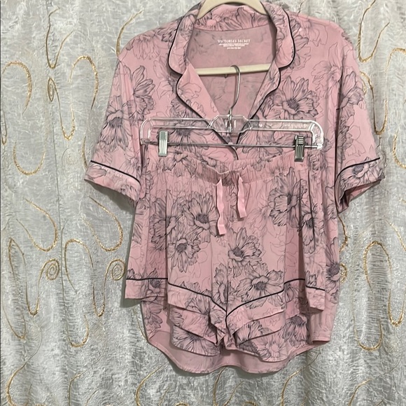 Victoria's Secret Tops - Victoria's Secret Pink Pajama Set with Boxy Buttons & a Button Down TooShirt